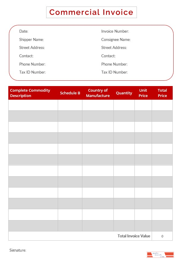 Editable Commercial Invoice Template PSD template